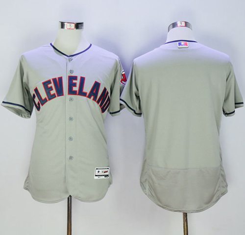 Indians Blank Grey Flexbase Authentic Collection Stitched MLB Jersey - Click Image to Close